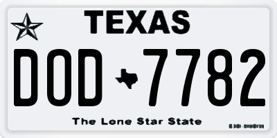 TX license plate DOD7782