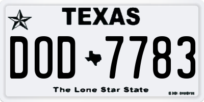 TX license plate DOD7783