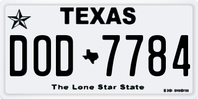 TX license plate DOD7784