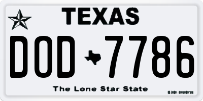 TX license plate DOD7786