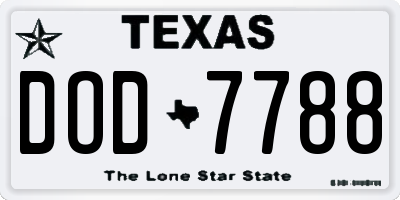 TX license plate DOD7788