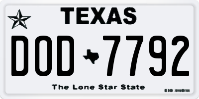 TX license plate DOD7792