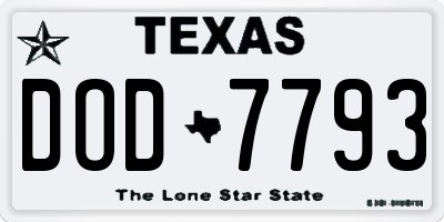 TX license plate DOD7793