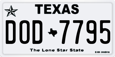 TX license plate DOD7795