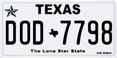 TX license plate DOD7798