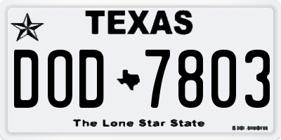 TX license plate DOD7803