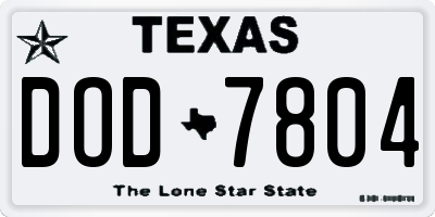 TX license plate DOD7804