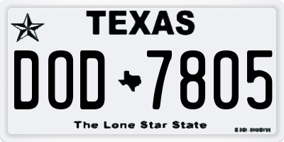 TX license plate DOD7805