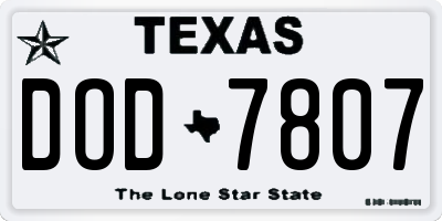 TX license plate DOD7807