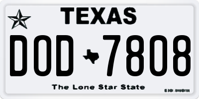 TX license plate DOD7808