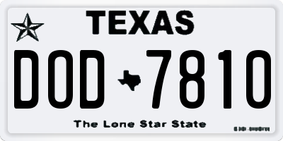 TX license plate DOD7810