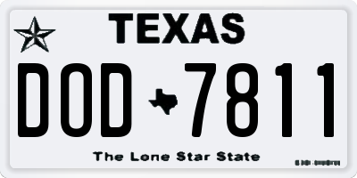 TX license plate DOD7811