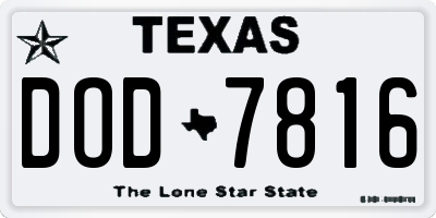 TX license plate DOD7816
