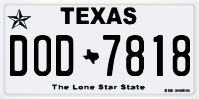 TX license plate DOD7818