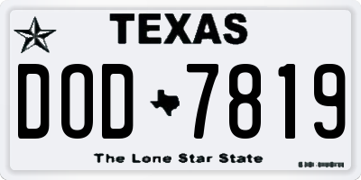 TX license plate DOD7819