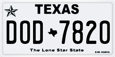 TX license plate DOD7820