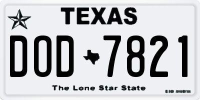 TX license plate DOD7821