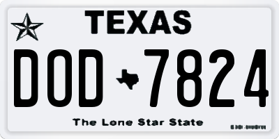 TX license plate DOD7824