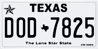TX license plate DOD7825