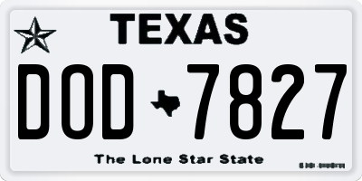 TX license plate DOD7827