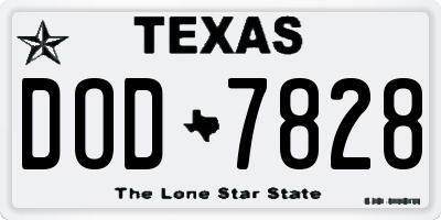 TX license plate DOD7828