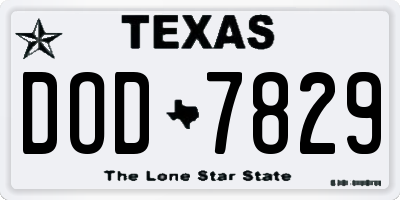 TX license plate DOD7829
