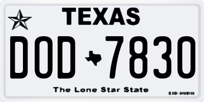 TX license plate DOD7830
