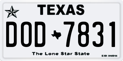 TX license plate DOD7831