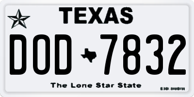 TX license plate DOD7832