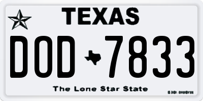 TX license plate DOD7833