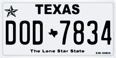 TX license plate DOD7834
