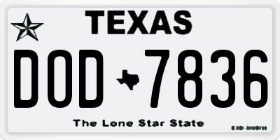 TX license plate DOD7836