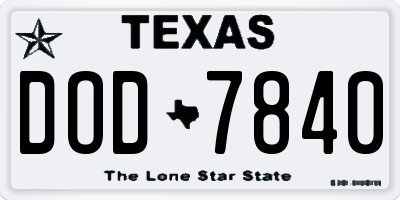 TX license plate DOD7840