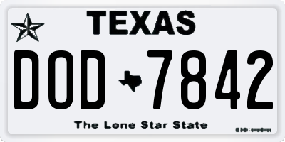 TX license plate DOD7842