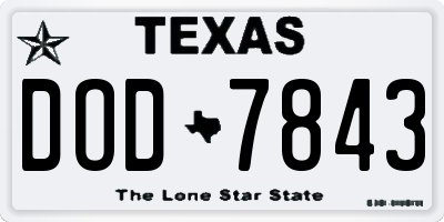TX license plate DOD7843