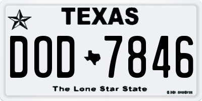 TX license plate DOD7846