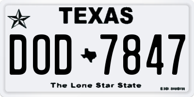 TX license plate DOD7847