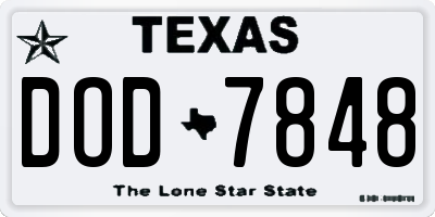 TX license plate DOD7848