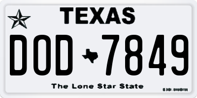 TX license plate DOD7849