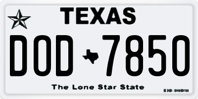 TX license plate DOD7850