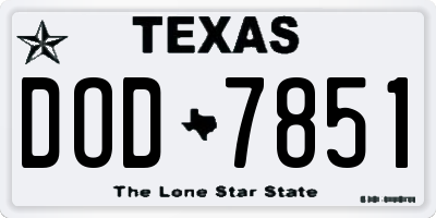 TX license plate DOD7851