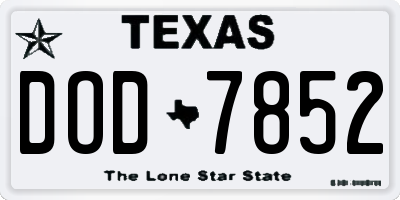 TX license plate DOD7852
