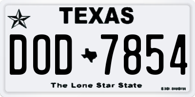 TX license plate DOD7854
