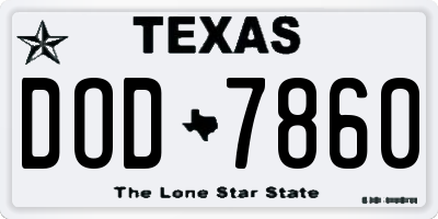 TX license plate DOD7860