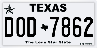TX license plate DOD7862