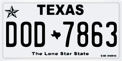 TX license plate DOD7863
