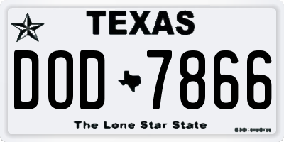 TX license plate DOD7866