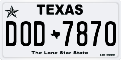 TX license plate DOD7870