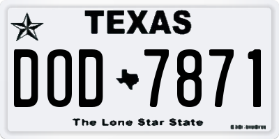 TX license plate DOD7871
