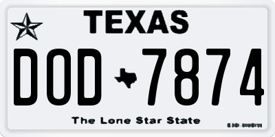 TX license plate DOD7874